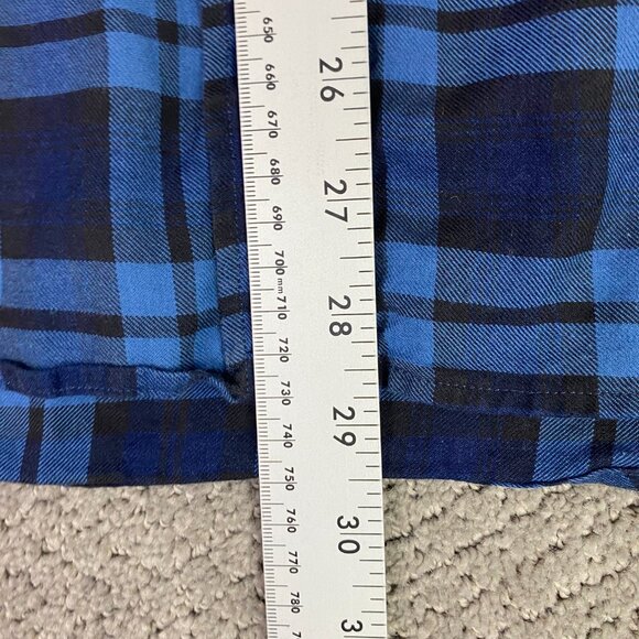 Eton Flannel Shirt Large 42 16.5 Blue Contemporary Fit Lightweight Plaid Indigo - Picture 10 of 13